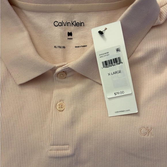 Calvin Klein Men's Light Pink Polo Shirt -Short Sleeve ~ NWT - Picture 2 of 3